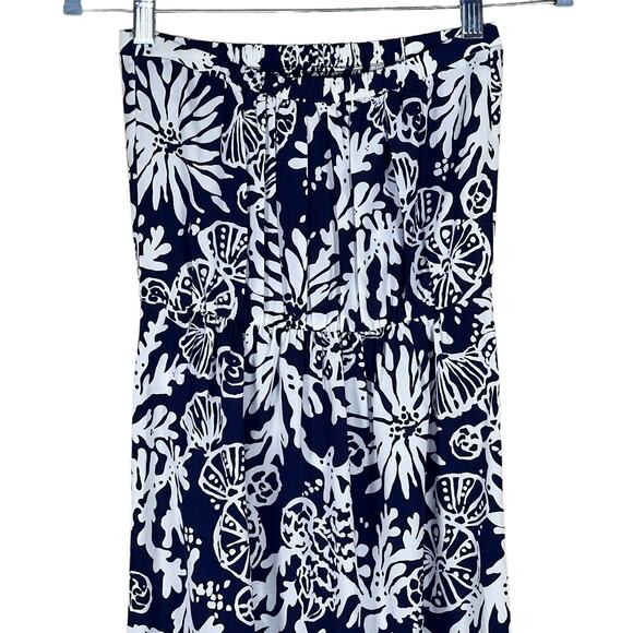 Lilly Pulitzer Women’s Navy & White Strapless Maxi w/High Slits on the Sides S - Picture 7 of 14